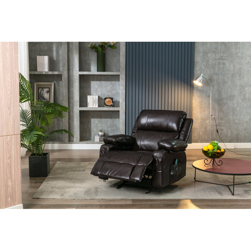 Fauteuil inclinable en cuir Gerede, Similicuir brun