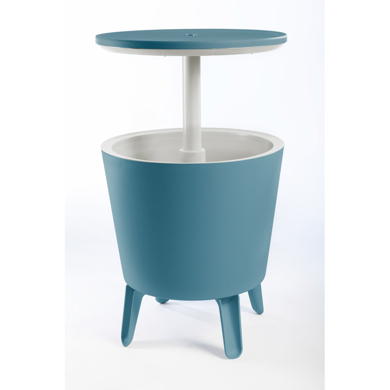 Keter 32 Qt. Cool Bar Cooler Outdoor Weather Resistant Patio Furniture 2 in 1 Pop Up Cocktail Side Table and Beverage Cooler Combo