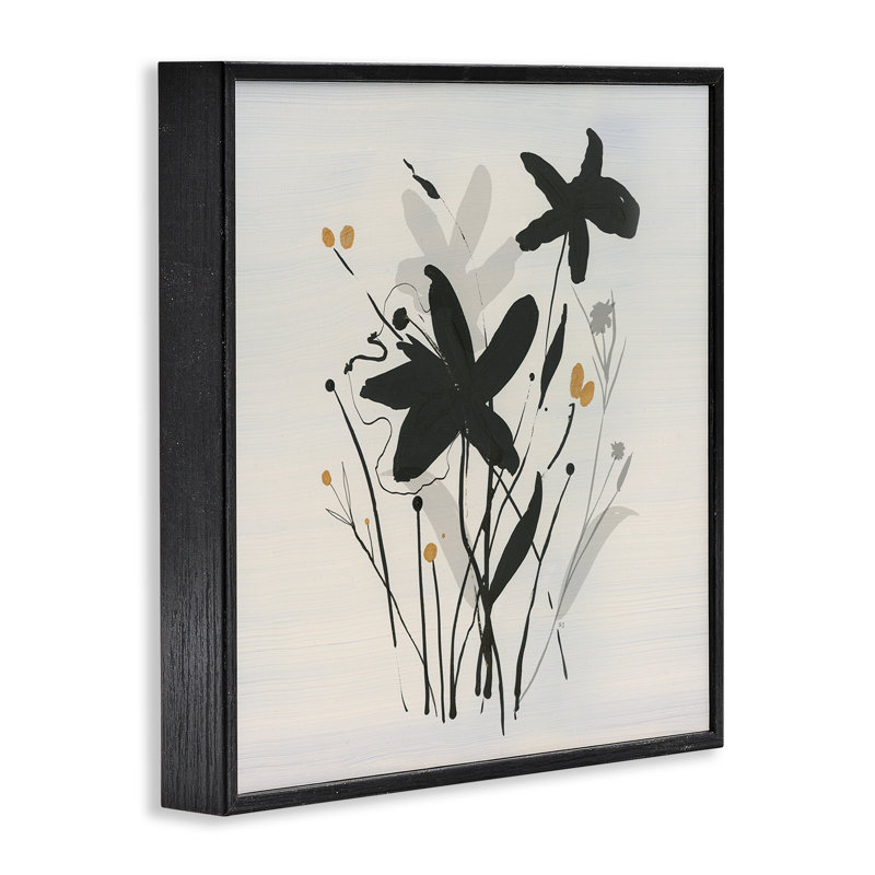 Impressions de fleurs, estampe numérique encadrée par Susan Jill, H 12 po x l 12 po, Giclée encadrée noir minuit