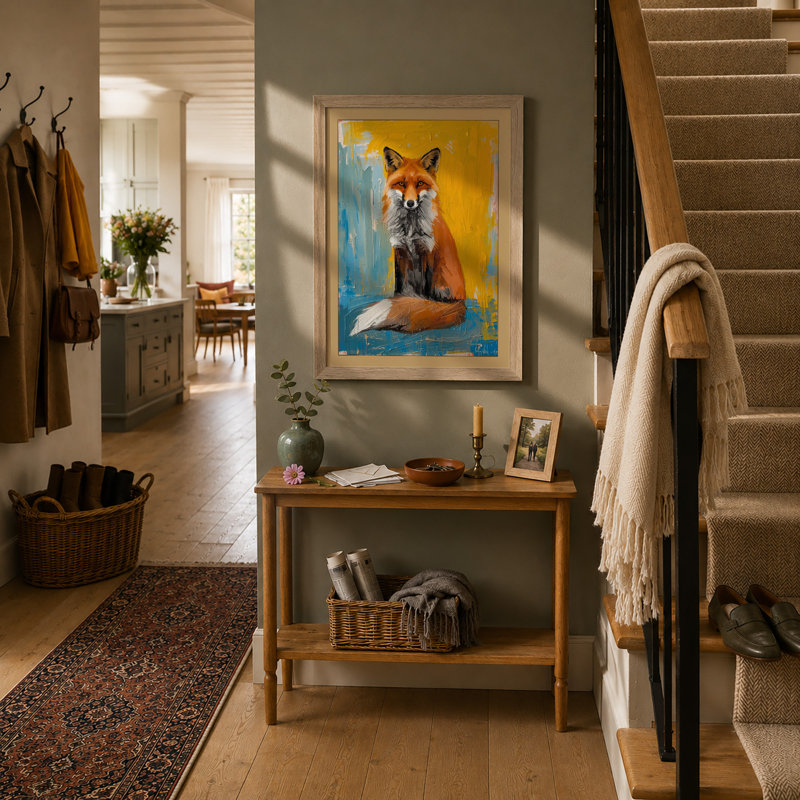 Contemplative Fox Modern - Framed Print, Oak, A4 - 29.7 x 21.0 cm