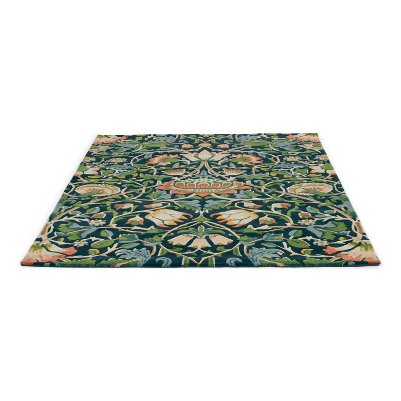 Hand Tufted Wool Floral Area Rug, Rectangle 4'7" x 6'7"