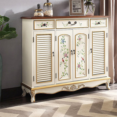 American Painted Shoe Cabinet Side Cabinet 24 Pair Shoe Storage Cabinet