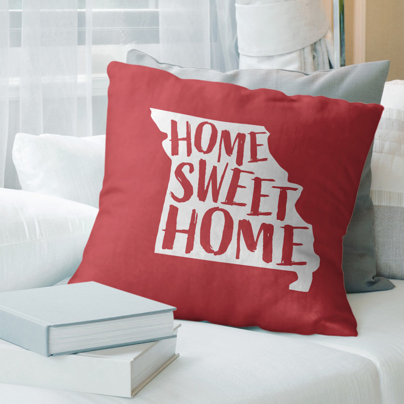 Reversible Throw Pillow, Red, 16" H x 16" W, Missouri
