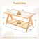 39.4" Glass Top Coffee Table with ABS Rattan Storage Shelf