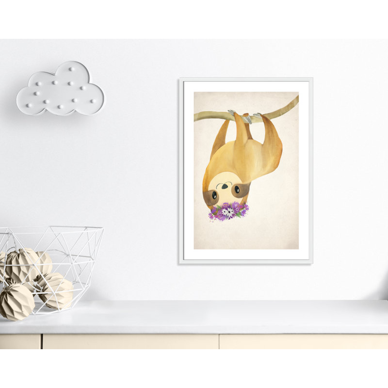 Sloth floral 2, H 35,5 po x l 25,5 po x P 1,19 po, Encadré de boîte blanc