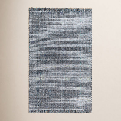 Viewcrest Hand-Woven Slate Blue Striped Rug