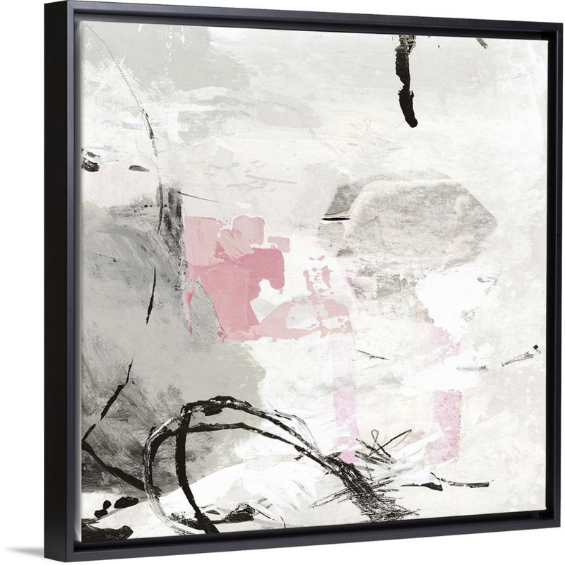 Reproduction d’art sur toile rose-gris, H 38 po x l 38 po x P 1,75 po, Cadre noir