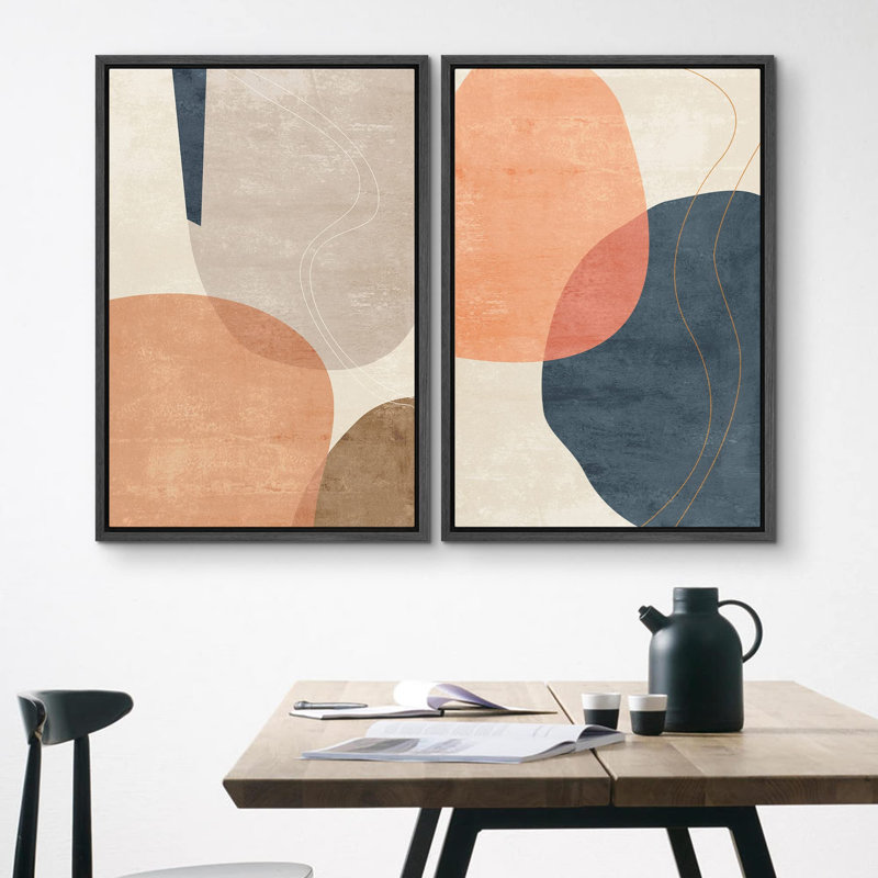 «1960s Retro Pastel Color Blocks Abstract Geometric Modern Art Wall Decor Artwork Relax Calm 2 pièces, H 24 po x l 16 po