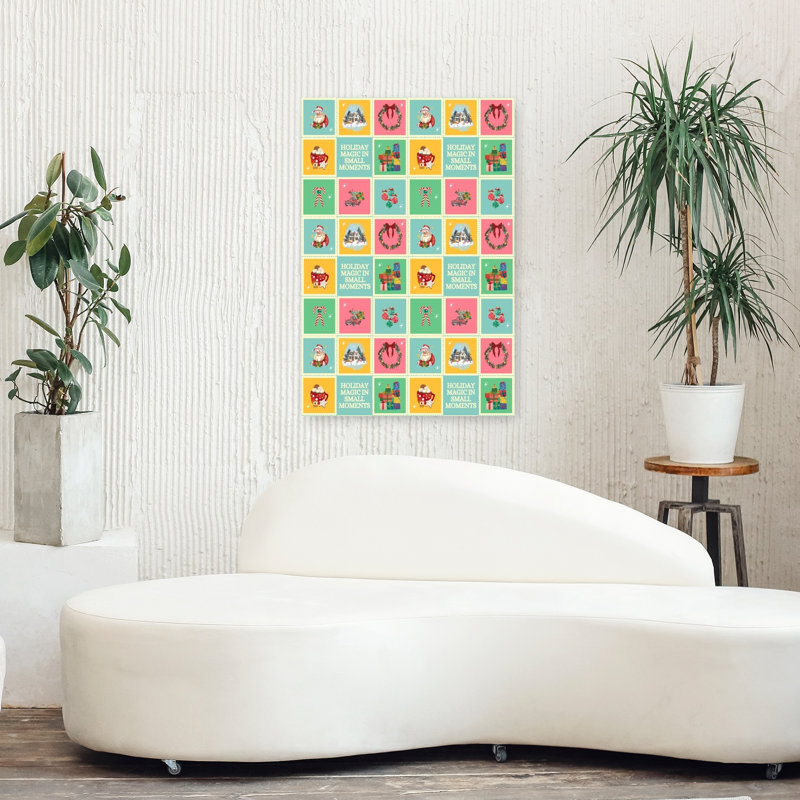 «Holiday Magic Moments», rétro, abstrait, arbre de Noël abstrait, impression d'art mural, 36" H x 24" W