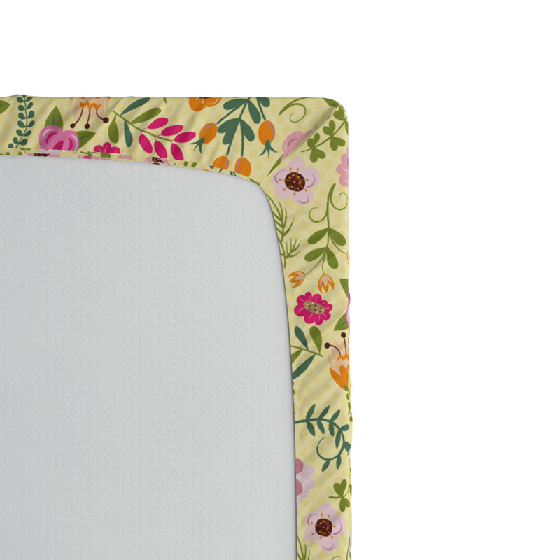 Microfiber Floral Fitted Sheet, Yellow Floral, Twin XL Fitted Sheet
