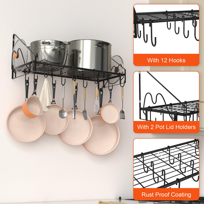 Metal Rectangle Wall Mounted Pot Rack