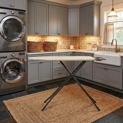 Ultra Ironing Board with 4‑Leg V‑Frame Steel Mesh Top Cotton Cover