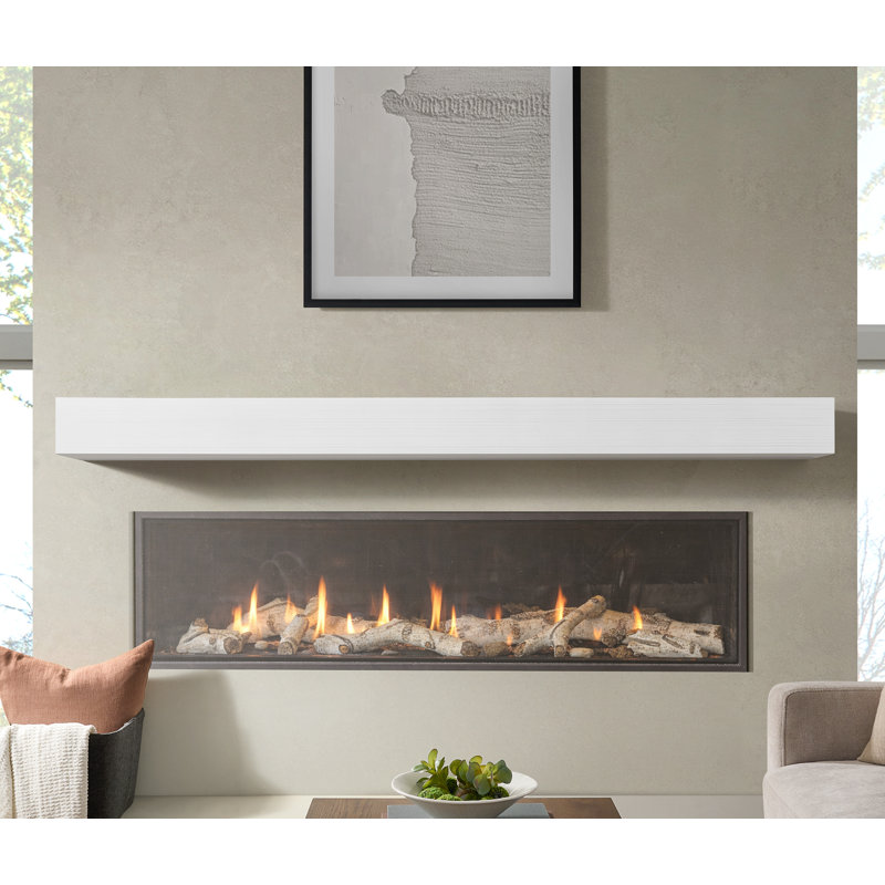 The Zachary Non-Combustible Smooth Fireplace Mantel Shelf ASTM E136, Whitewash, 84"