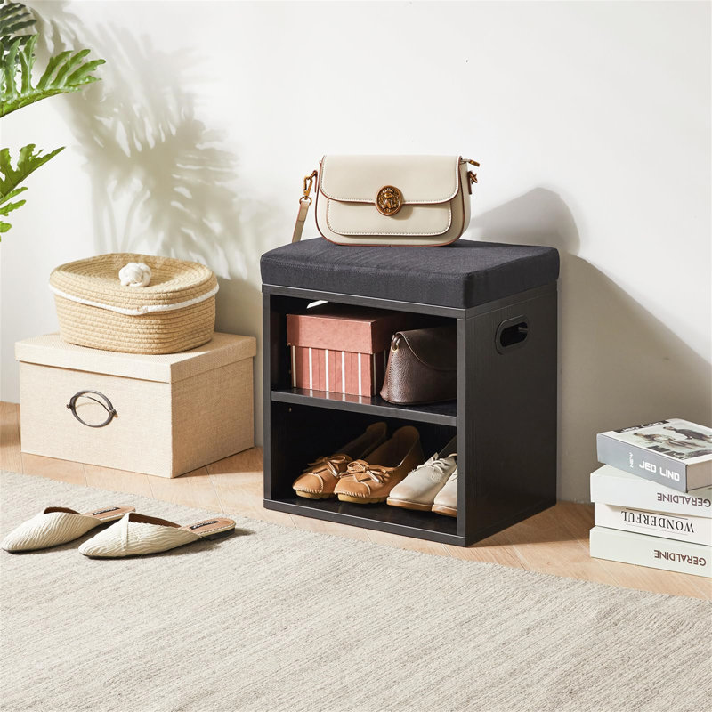 4 Pair Shoe Storage Bench, Black