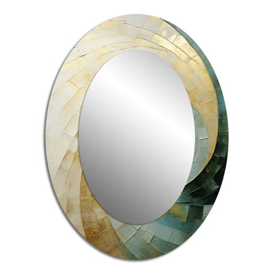 Beige Minimalism Spiral Poteries - Modern Oval Wall Mirror