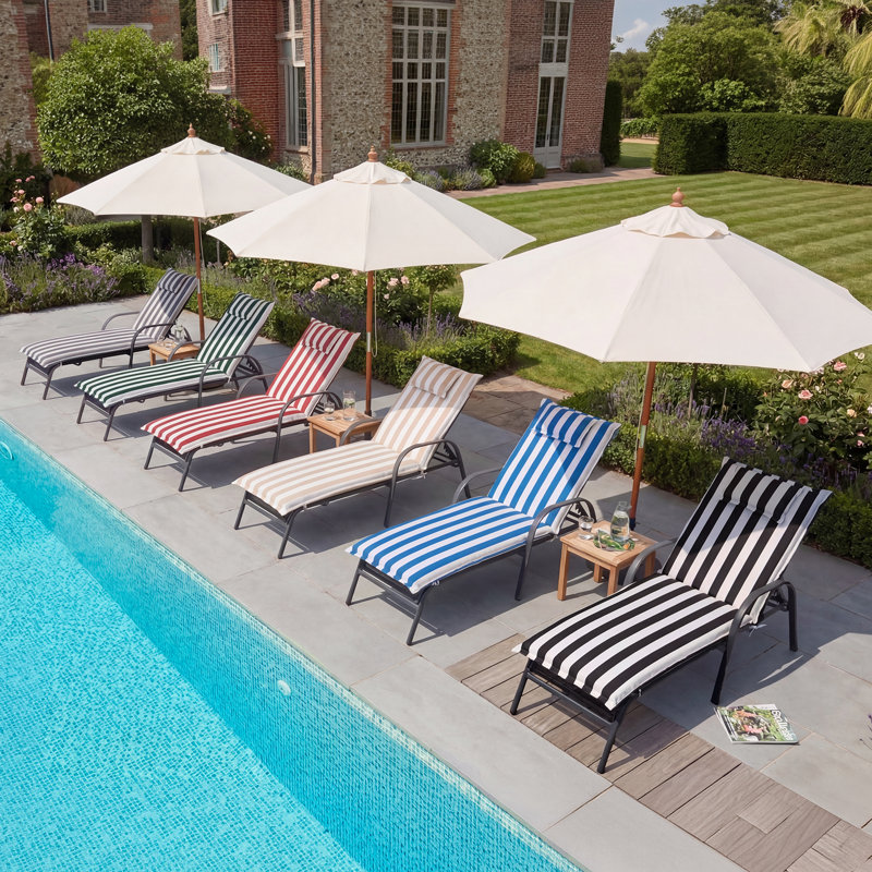 Sun Lounger Cushions for Garden, 63x200x8 cm, Grey