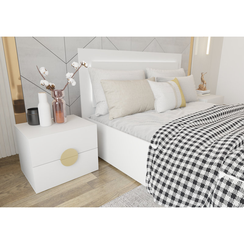 45cm W Manufactured Wood Bedside Table