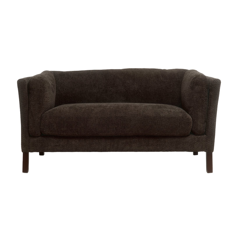 Ashbourne Mid-Century Modern Boucle Upholstered Sofa with Birch Wood Legs, Dark Brown