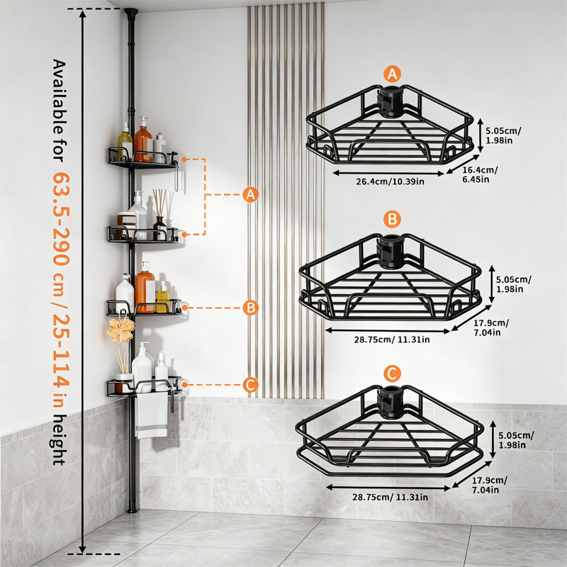 Suction Stainless Steel Shower Caddy