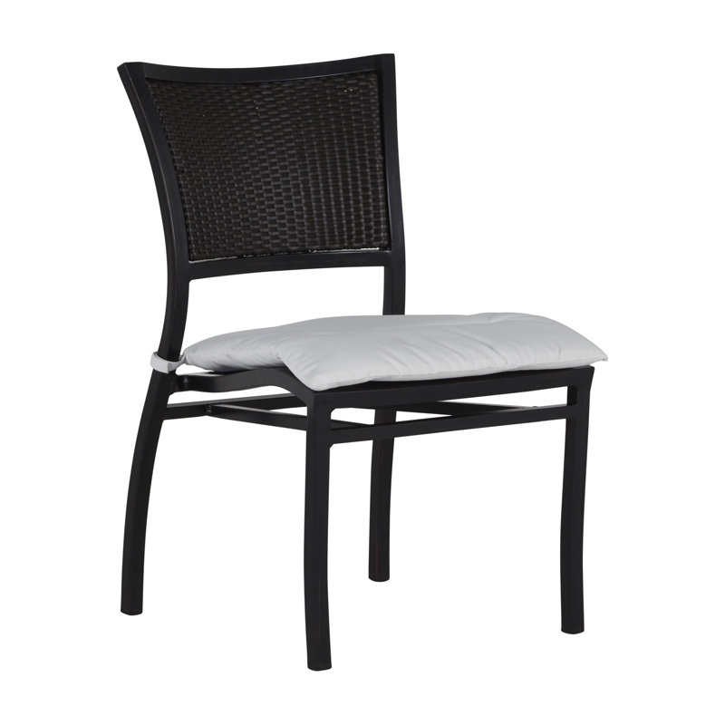 Aire Patio Dining Side Chair with Cushions, Welt, Linen Snow