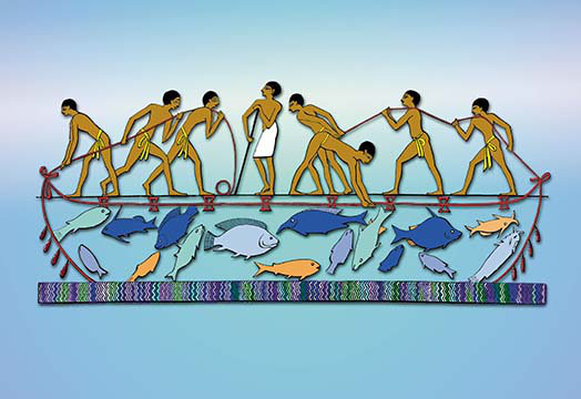 «Fishing with a Drag Net» par John Gardner Wilkinson, impression, H 42 po x l 28 po