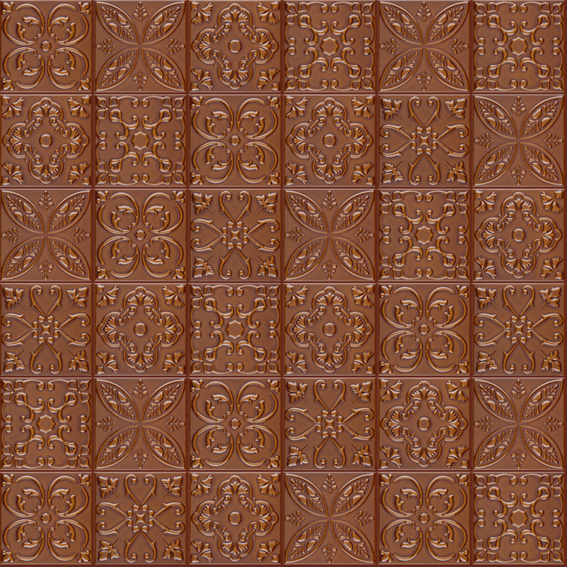 Trend 8" x 8" Ceramic Patterned Wall Tile, Orange
