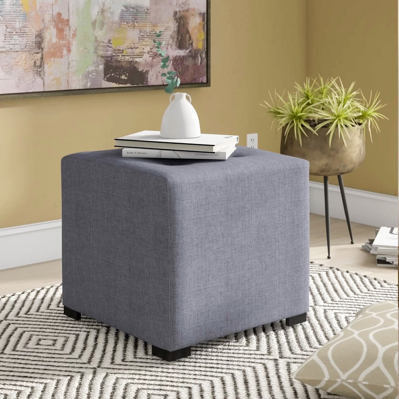 Syriah Upholstered Ottoman, Dark Gray