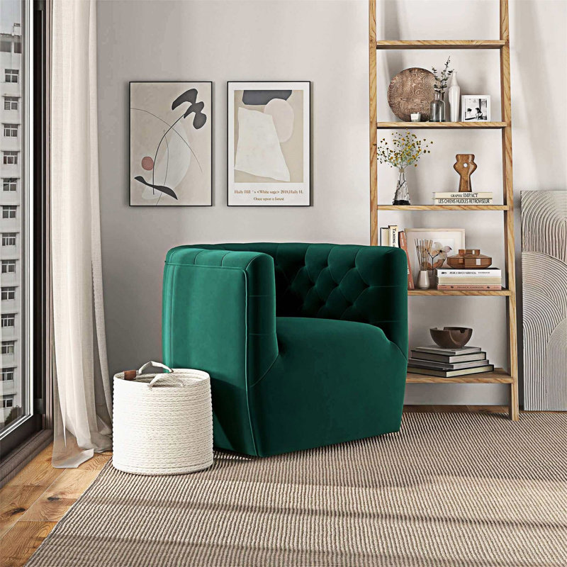 Chaise pivotante rembourrée, Vert