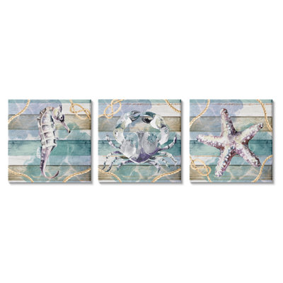 " Sea Life Plank Pattern " by ND Art 3 - Pieces
