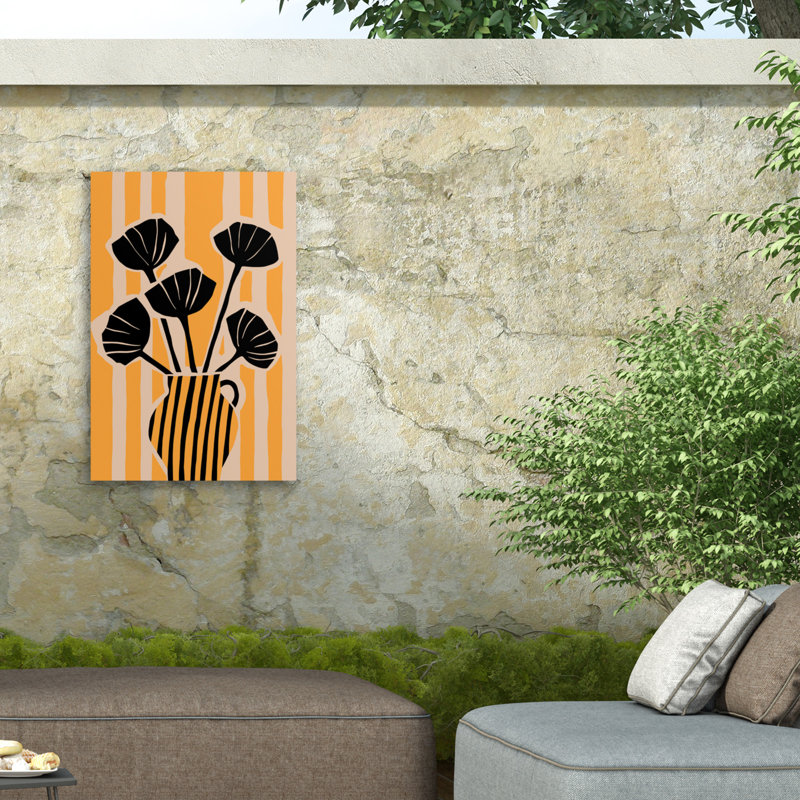 Treechild  Striped Still Life Yellow Outdoor  Canvas, H 12 po x l 19 po