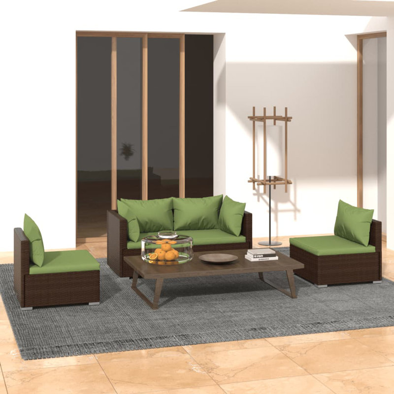 4 Piece Lounge Sofa Seating Group, Cinnamon Red, Brown