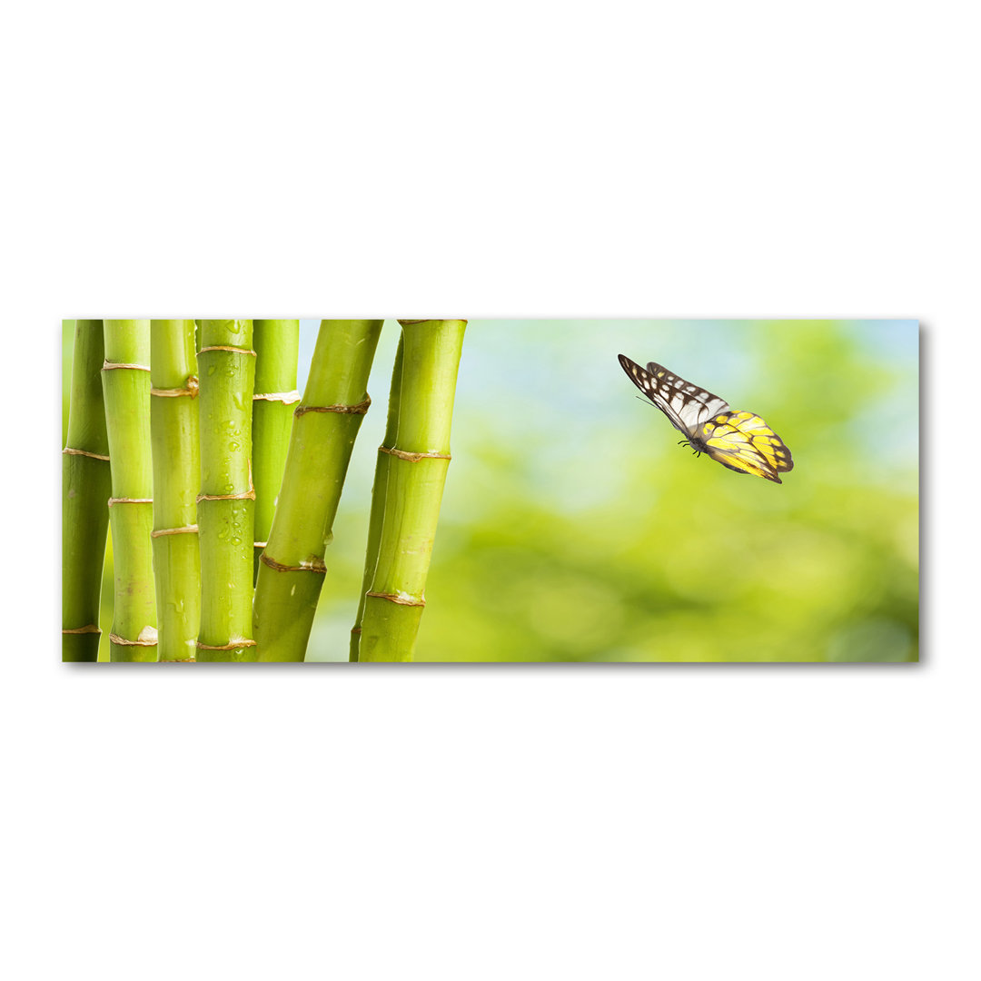 Bambus und Schmetterling - Kunstdrucke auf Leinwand - Wrapped Canvas