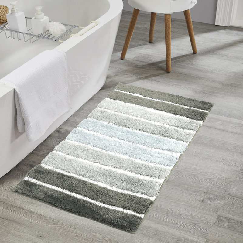 Tapis de bain ombré à rayures, L 32 po x l 20 po, Vert