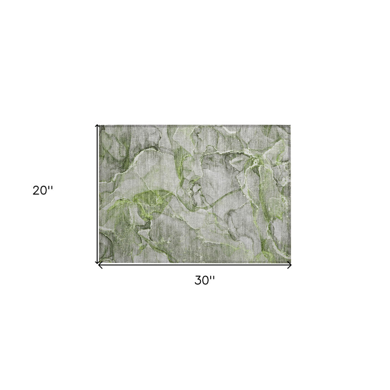 Tapis extérieur lavable et antidérapant abstrait 2 pi x 3 pi vert