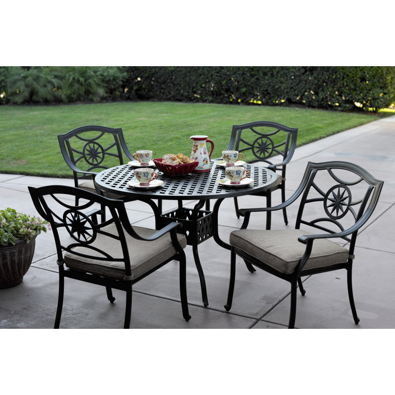 Aldeign 5-Piece Patio Dining Set with Cushions and 48'' Round Dining Table