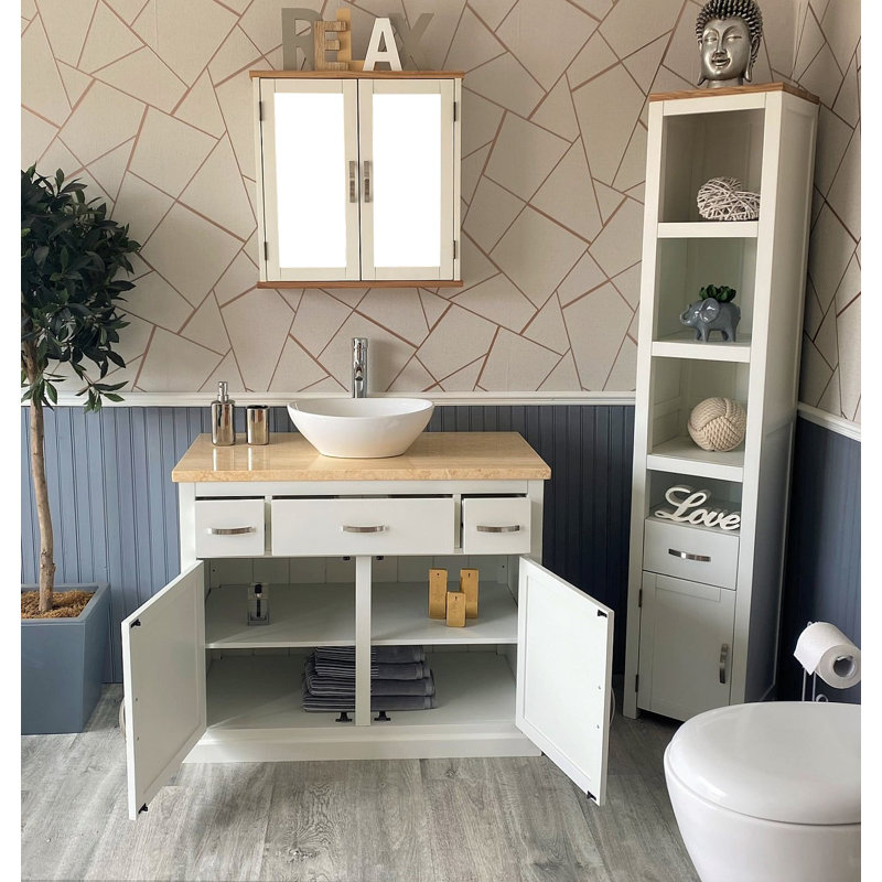 Ambe 410mm Single Bathroom Vanity with Vessel Ceramic Basin, White