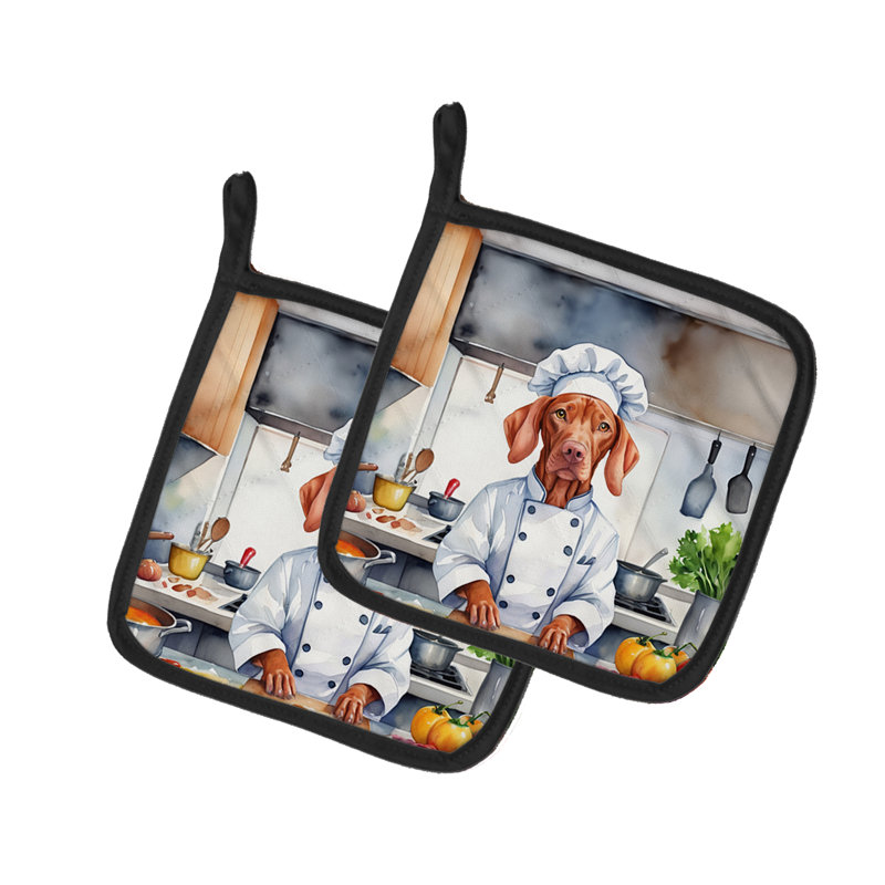 Caroline's Treasures The Dog Chef Polyester Potholder Set