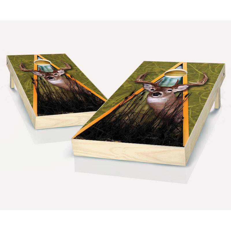 Ensemble de cornhole en bois massif 2 'x 4' avec sacs, Rouge/orange