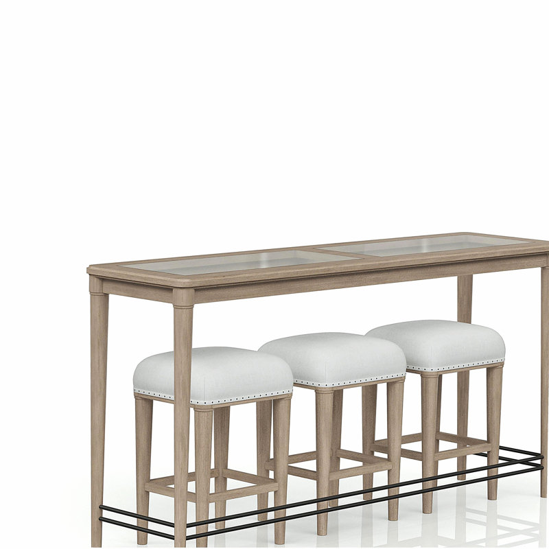 Console en verre givré avec 3 tabourets