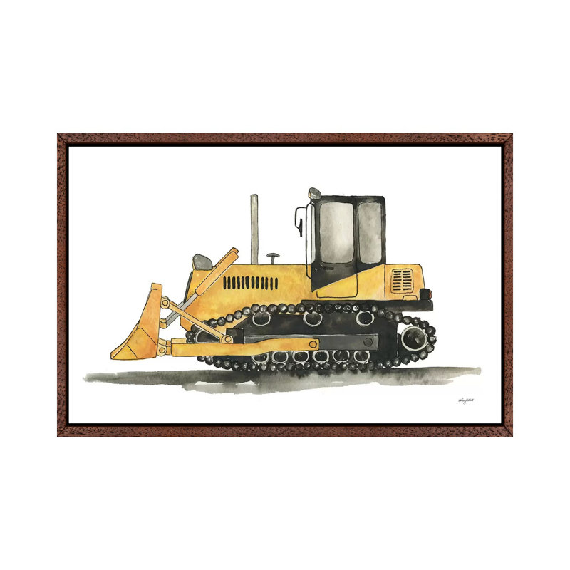 Bulldozer - Art Prints on Canvas, Classic Brown Wood Framed, 101.6cm H x 152.4cm W x 3.81cm D