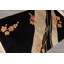 Tapis floral transitionnel art déco noir et gris en laine noué à la main 3 pi 6 po x 5 pi 6 po