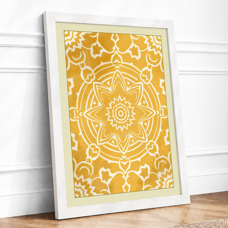 Golden Mandala Geometric - Framed Print, A1 - 84.1 x 59.4 cm, White