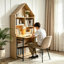 Bureau d'artisanat pliant avec tablettes de rangement, bureau convertible dissimulé en bibliothèque, bureau pliable avec rangement, bureau de disparition pour petits espaces, table de bricolage multifonctionnelle, bureau de coiffeuse-1896803600-1896803603