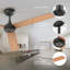 Ventilateur de plafond 52 pouces avec veilleuse à DEL à grand volume d'air noir et brun clair-1469822452