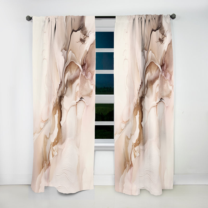 Brun délicat Marbre délicat I - Rideau de marbre abstrait - Velours obscurcissant - 1 panneau, L 52 po x L 90 po