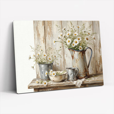 «Gallery Wrap», art mural sur toile pour le salon, la chambre à coucher, le bureau ou le vestibule - décoration murale décorative avec motif floral rustique