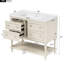 Meuble-lavabo de salle de bain avec lavabo - 36 po, beige. Fabrication en bois massif. 4 tiroirs. Bassin en céramique. Armoire élégante de 36 po, armoire. Rangement moderne-1106049120