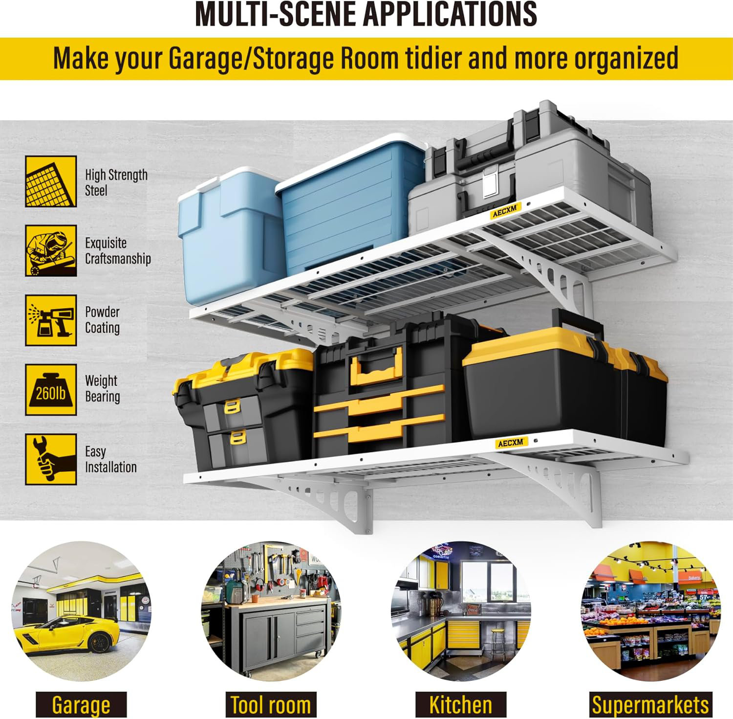 4-Pack 1.64x4ft Adjustable Garage Wall Shelving Martinique