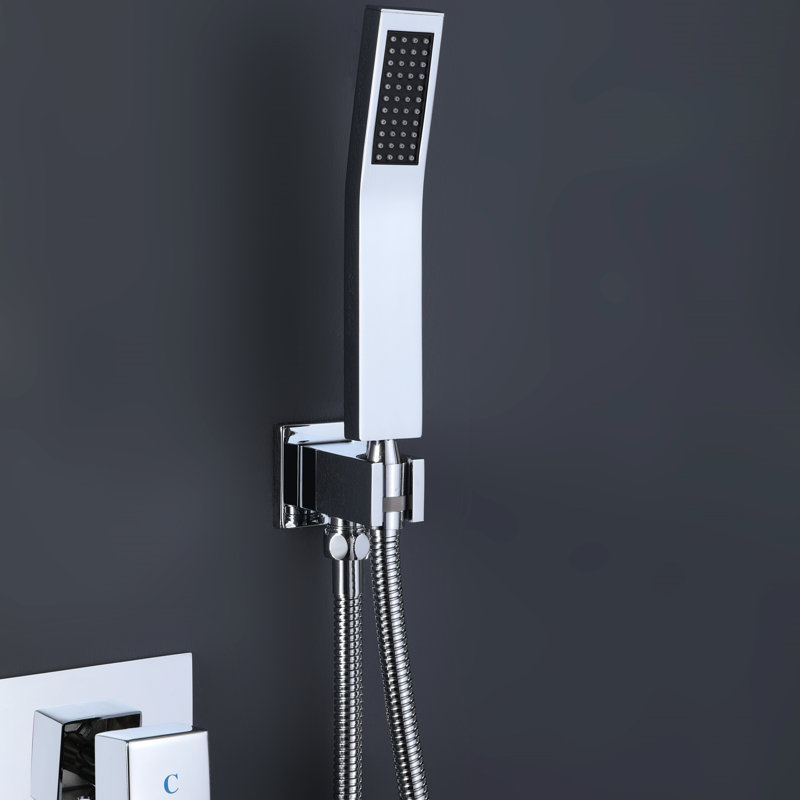 Unité de douche complète avec pomme de douche de 10 po - Ajustement facile de la température, poignée carrée polie à une poignée