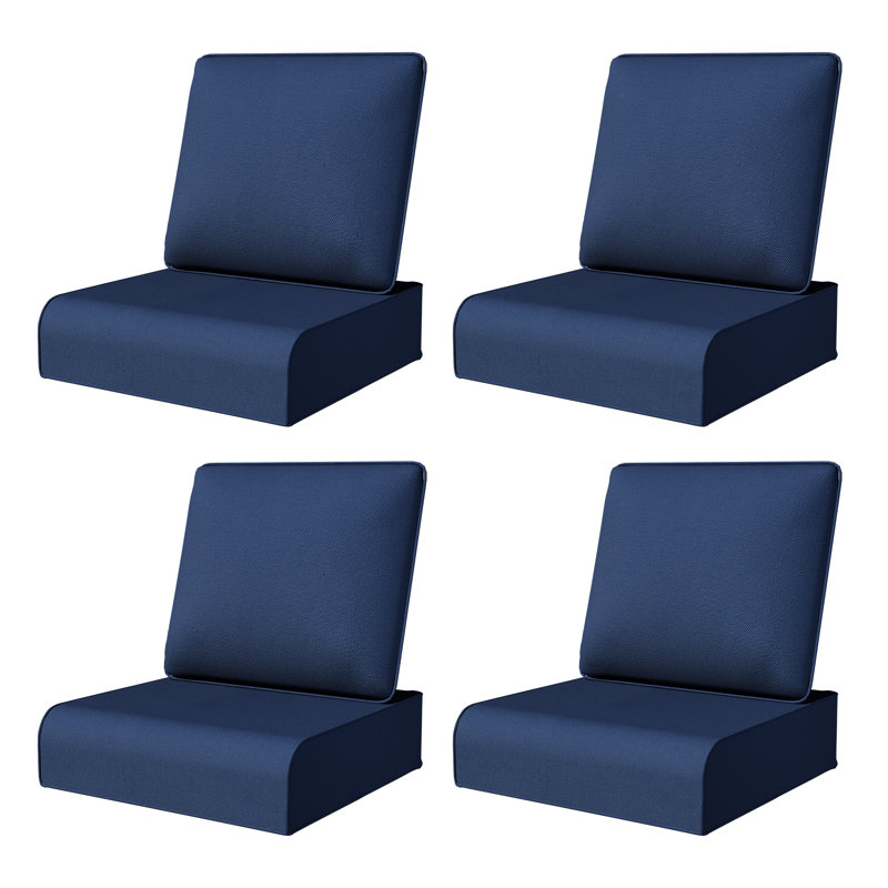 Adwin 6" Outdoor Olefin Cushion Set, Water & UV Resistant Removable Cover (Cushions Only), Blue, 4